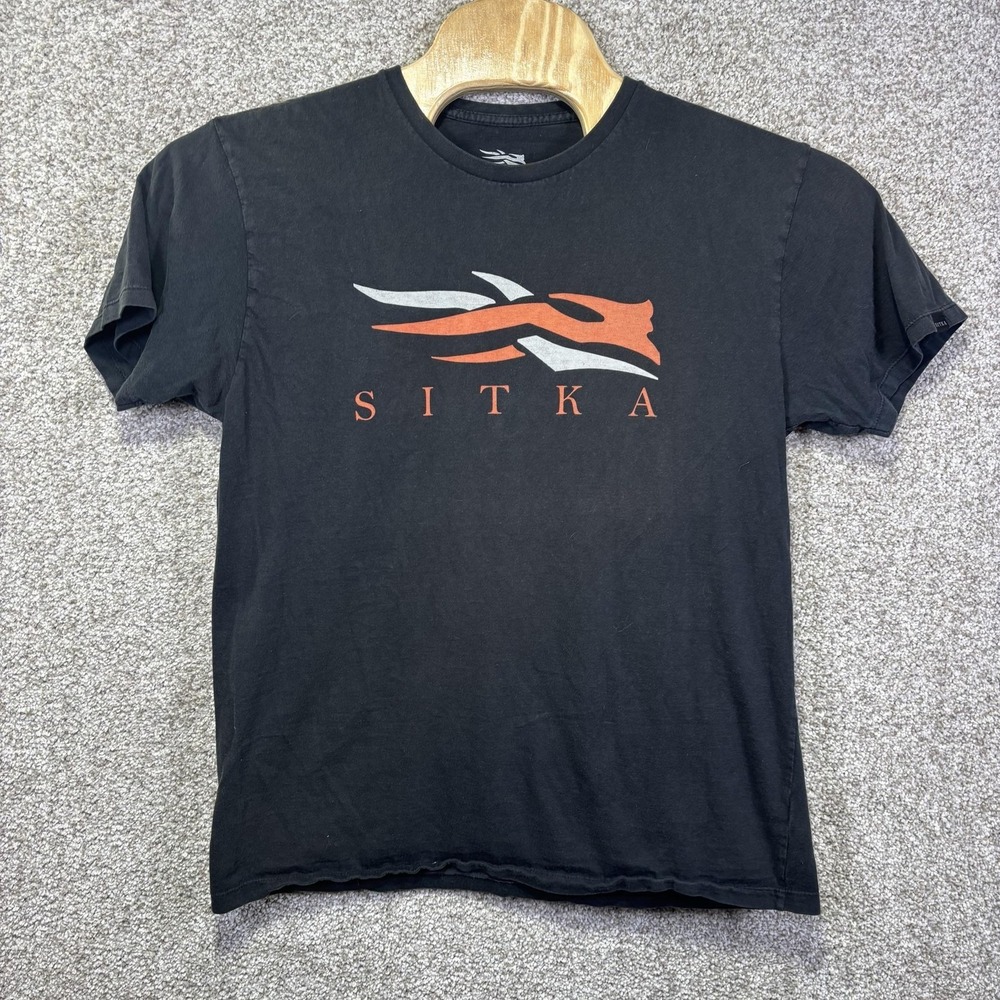 Sitka Gear Shirt Mens Large Black Organic Cotton Logo Graphic Tee Hunting